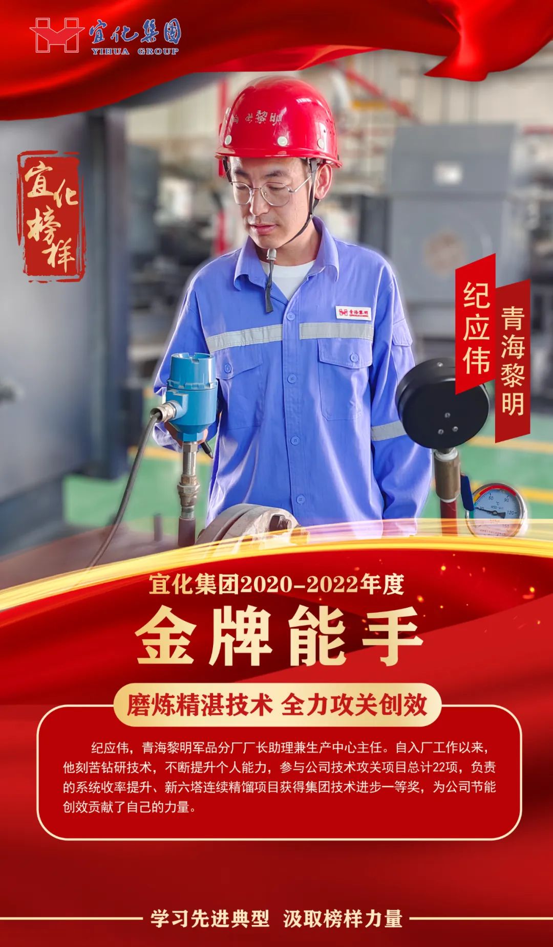 【宜化榜樣】金牌能手紀應(yīng)偉：磨煉精湛技術(shù)，全力攻關(guān)創(chuàng)效