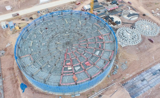 邦普宜化項目標(biāo)志性建筑“鳥巢”初具雛形！